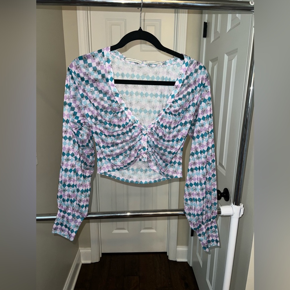 Urban Outfitters Patterned Sheer Crop Top
